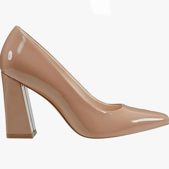 Marc Fisher LTD Elegant Nude Patent Yalina  Block Heels size 11M NWOT - Picture 2 of 14